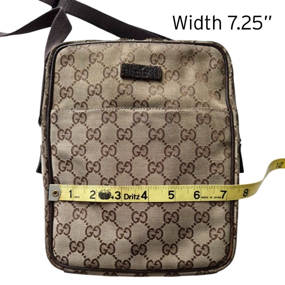GUCCI Original GG Pattern Canvas Crossbody Camera Bag Classic Leather Trim - Picture 6 of 16